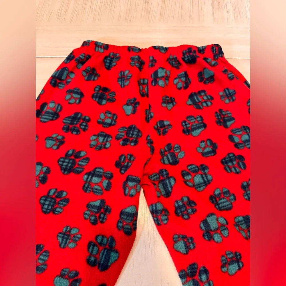 Sleep Street Boys’ Paw Print Holiday Red Fleece Pajama Pants – Size 14